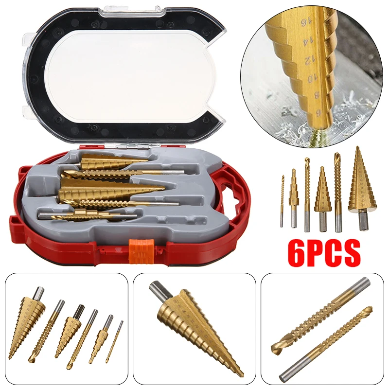 6pcs 4-12/4-20/4-32mm HSS TIN Step Drill Conical Milling Drill Metal Countersink 3/6/8mm Saw Drills Triangle Shank Hole Drills
6pcs 4-12/4-20/4-32mm HSS TIN Step Drill Conical Milling Drill Metal Countersink 3/6/8mm Saw Drills Triangle Shank Hole Drills