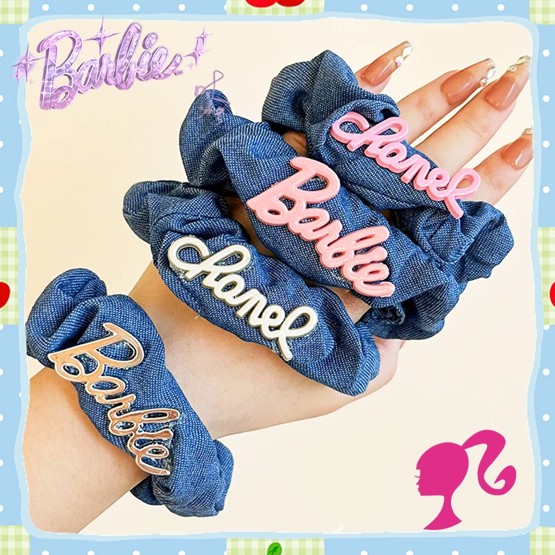 

Barbie denim Hairtie Kawaii Trendy Movie Decoration Sweet Y2K Style Ponytail Band Fashion Hairbands Cute Girls Kids Gifts Lovely