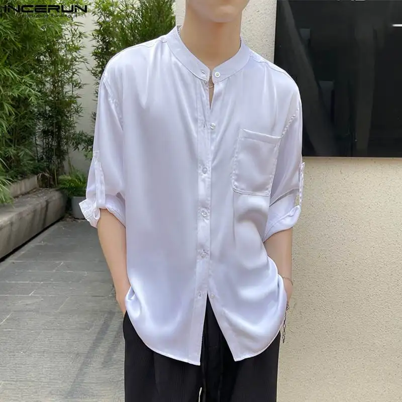 INCERUN Tops 2023 Korean Style Men's Fashion Solid Comfortable Satin Shirts Casual Well Fitting Male Medium Sleeve Blouse S-5XL
INCERUN Tops 2023 Korean Style Men's Fashion Solid Comfortable Satin Shirts Casual Well Fitting Male Medium Sleeve Blouse S-5XL