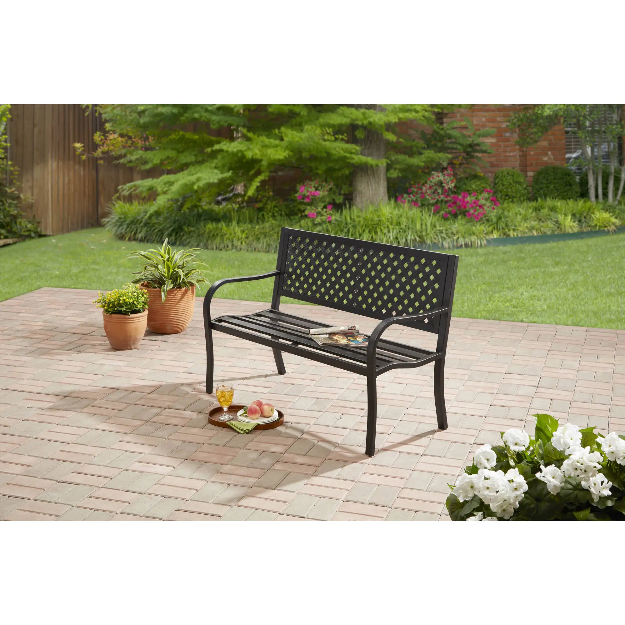 

Mainstays Outdoor Durable Steel Bench - Black Outdoor Chair Outdoor Bench 22.83 X 50.39 X 33.86 Inches