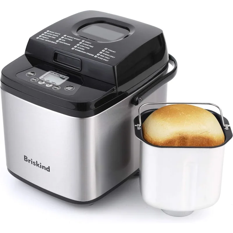 

Briskind 19-in-1 Compact Bread Maker Machine, 1.5 lb / 1 lb Loaf Small Breadmaker with Carrying Handle, Including Gluten Free