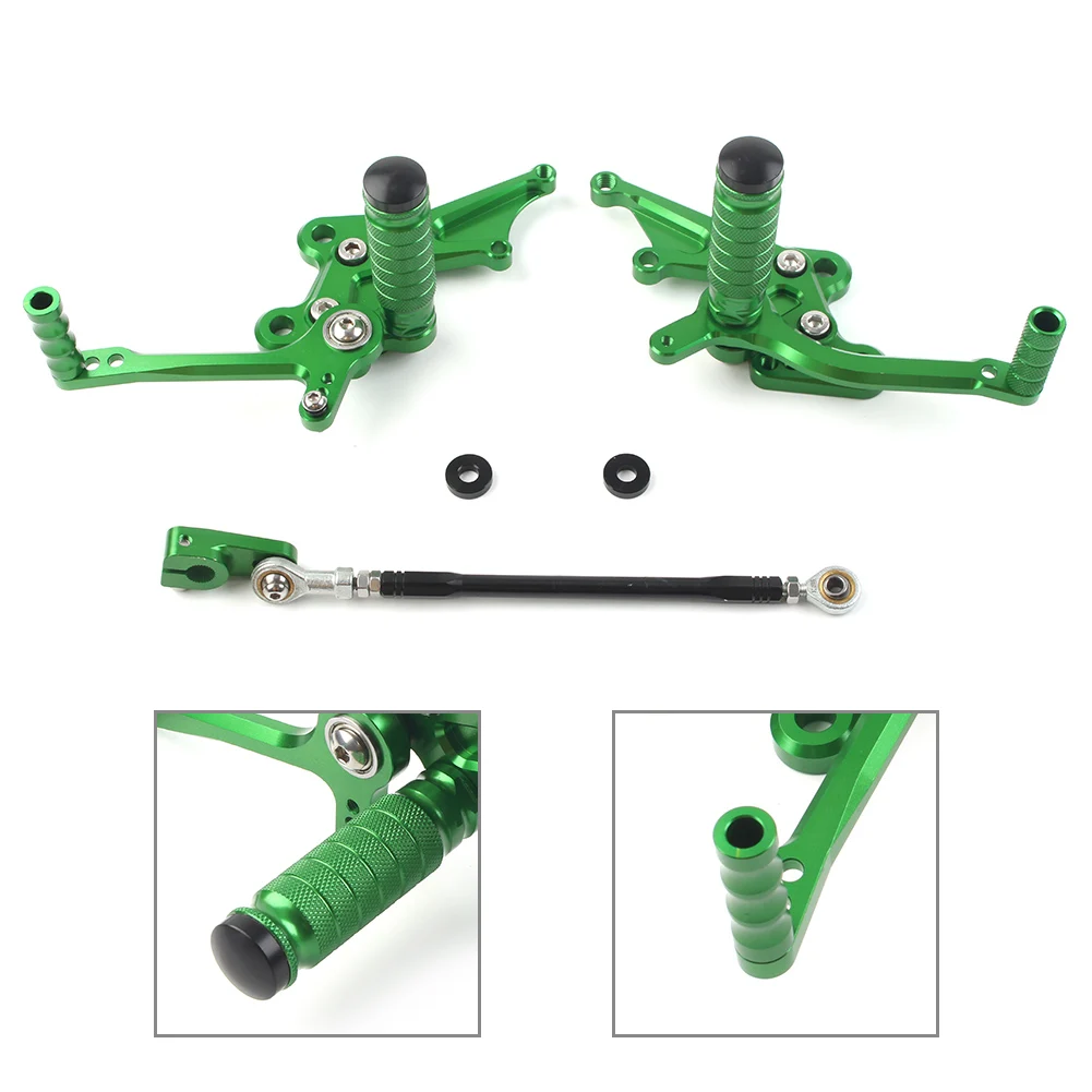 

1Pair Green Motorcycle Adjustment Foot Rest Rear Set Kits Footrest For Kawasaki Ninja ZX14R 2006 2007 2008 2009 2010 2011