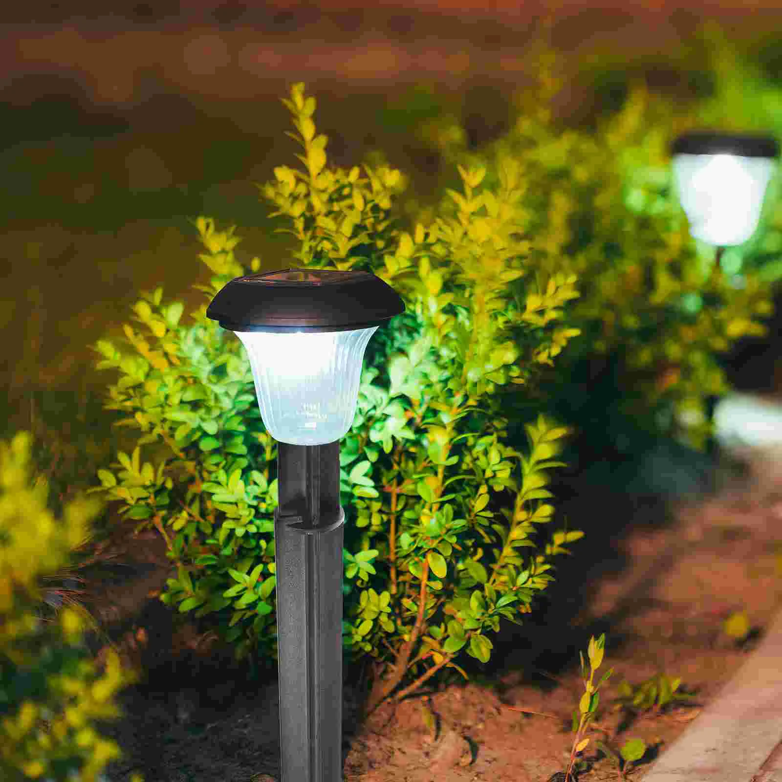 

8 Pcs Ground Cone Path Light Stakes Garden Lamp Outdoor Lights for House and Lawn Solar Plastic Spike