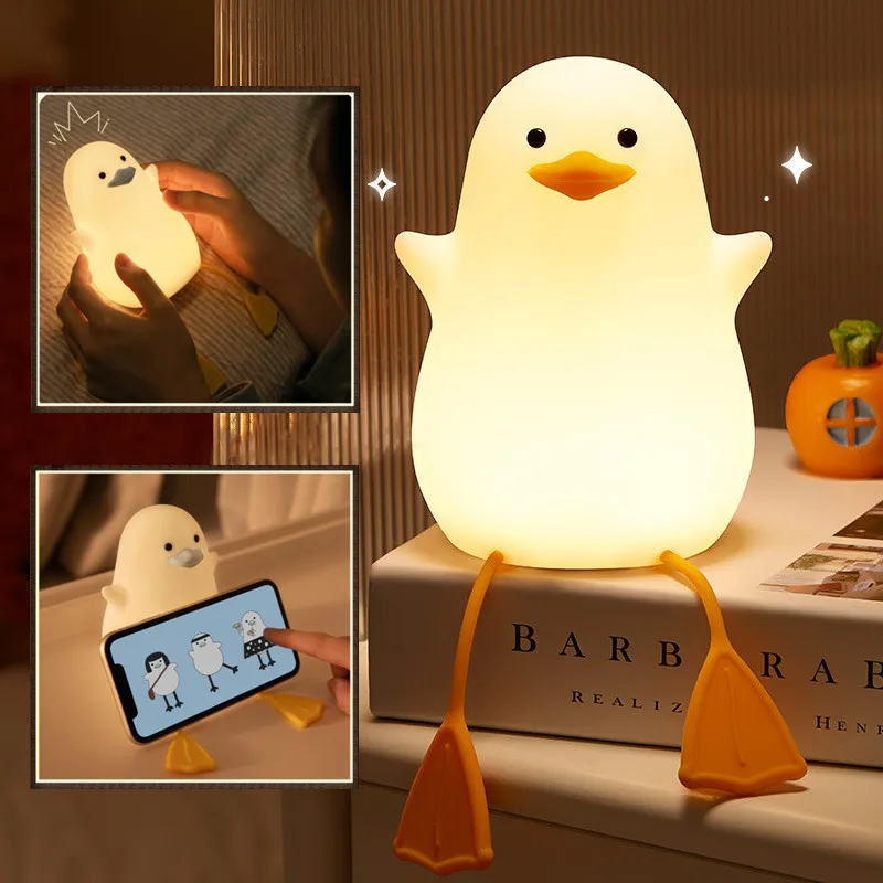 Safe Silicone Lamp Cute Duck LED Night Light USB Rechargeable Sensor Timing Lamp Bedroom Bedside Baby Sleeping Light Child Gifts
Safe Silicone Lamp Cute Duck LED Night Light USB Rechargeable Sensor Timing Lamp Bedroom Bedside Baby Sleeping Light Child Gifts