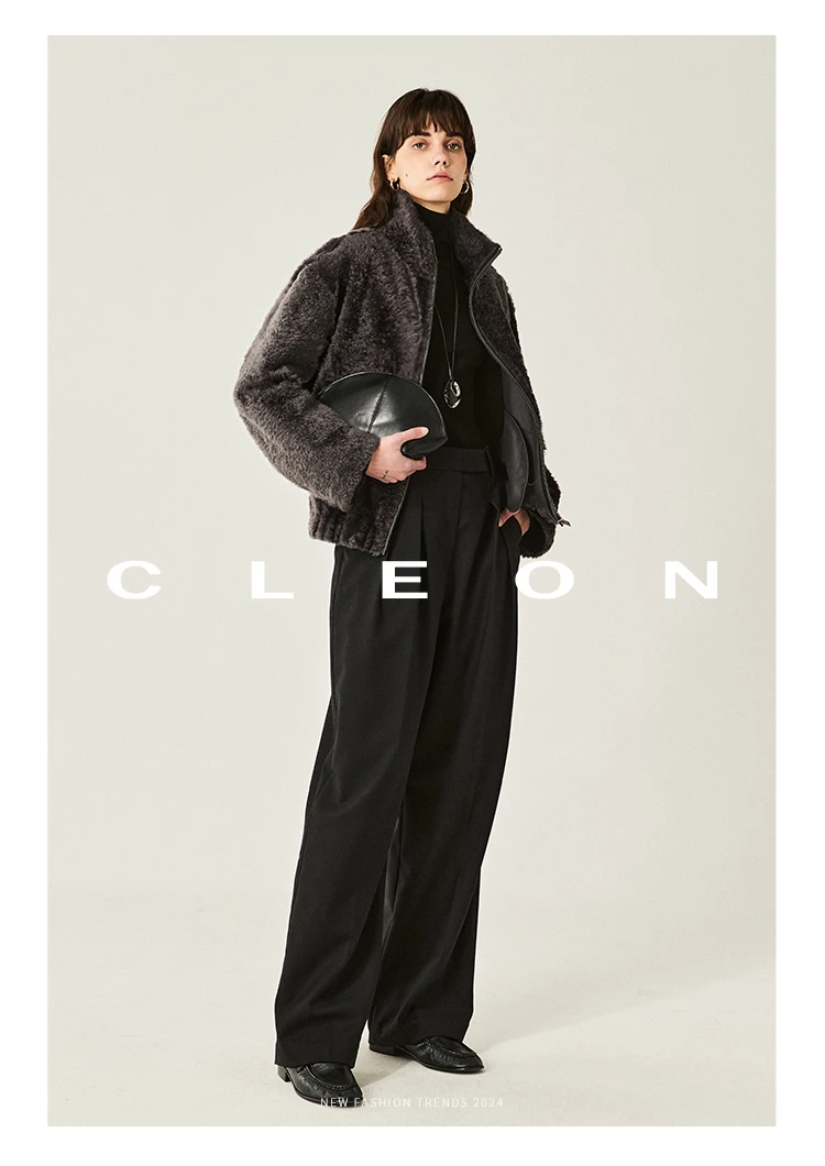 High-end Luxury Lacon Lamb Fur Cropped Winter Jackets for Women 2025 Simple Stand Collar Genuine Leather Real Fur Shearling Coat High-end Luxury Lacon Lamb Fur Cropped Winter Jackets for Women 2025 Simple Stand Collar Genuine Leather Real Fur Shearling Coat