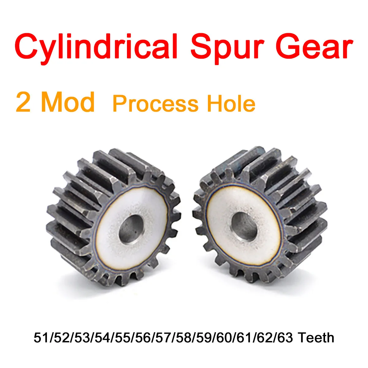 

1Pc 2Mod Cylindrical Spur Gear 51/52/53/54/55/56/57/58/59/60/61/62/63 Teeth 45# Steel Transmission Gear Tooth Pitch 6.28mm