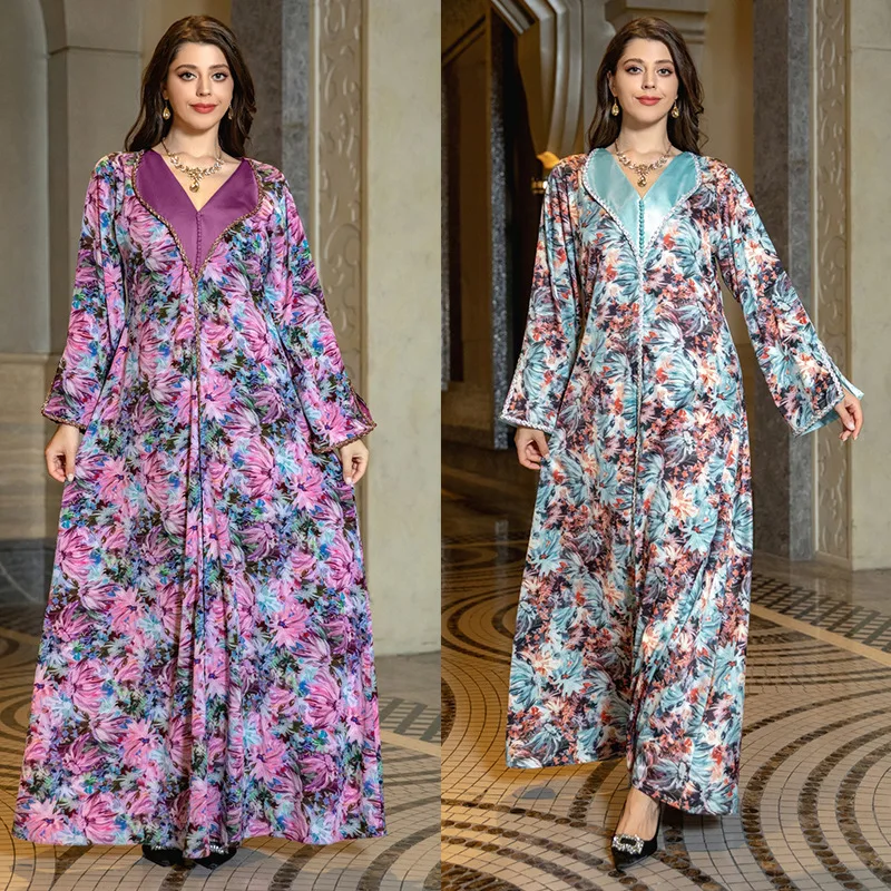 Soft Satin Dress for Women, Islam Ramadan, Middle East, Morocco, Dubai, Printed Diamond Robe, Muslim, Luxury Fashion, Jalabiya
Soft Satin Dress for Women, Islam Ramadan, Middle East, Morocco, Dubai, Printed Diamond Robe, Muslim, Luxury Fashion, Jalabiya