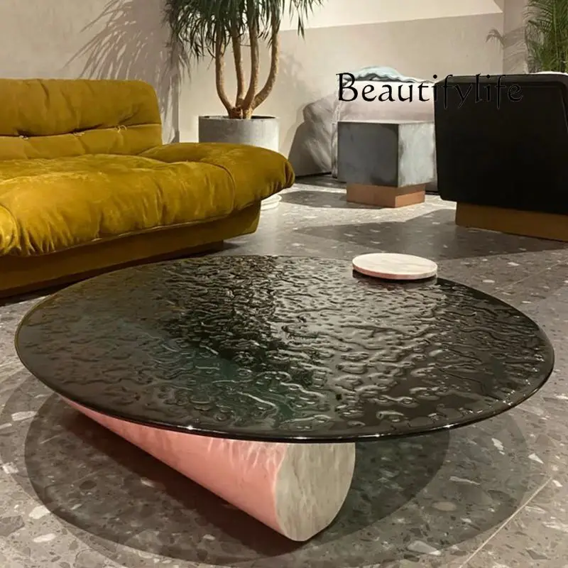 Nordic Post-Modern Water Ripple Glass round Tea Table Designer Mild Luxury Marble Coffee Table 
Nordic Post-Modern Water Ripple Glass round Tea Table Designer Mild Luxury Marble Coffee Table