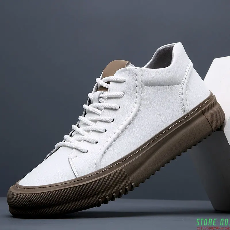 New Men Leather Casual Shoes for Man White Sneakers Black Ankle Flat Skateboard Shoes Street Trend Lace-up Leisure Sneakers
New Men Leather Casual Shoes for Man White Sneakers Black Ankle Flat Skateboard Shoes Street Trend Lace-up Leisure Sneakers