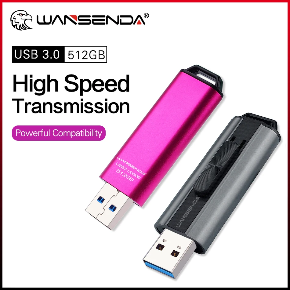 

WANSENDA Metal USB Flash Drive Pen Drive 512GB 256GB 128GB 64GB 32GB 16GB High Speed Pendrive USB 3.0 Memory Stick