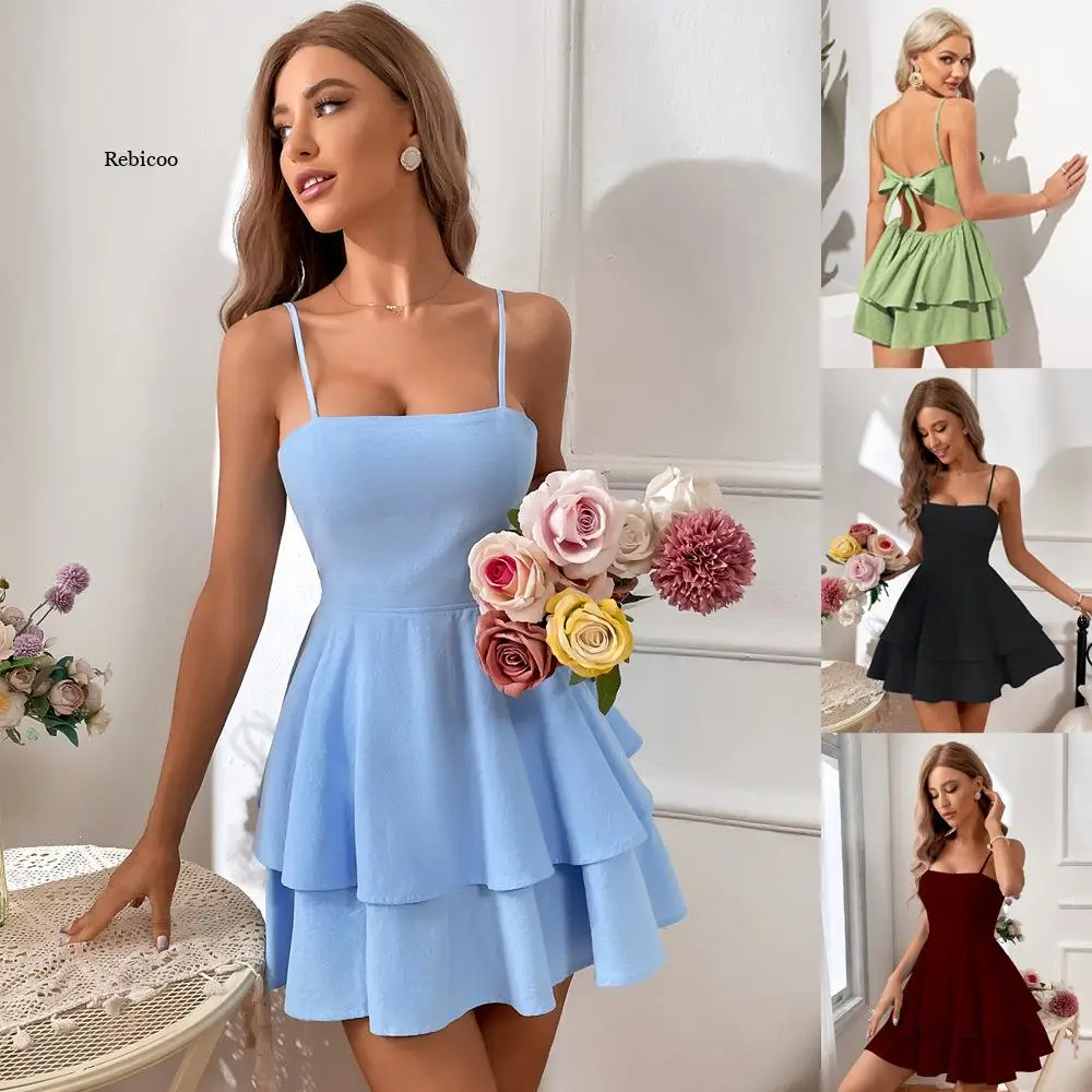 Sexy Backless Hollow Bow Straight Strap Dress Women Summer 2022 Solid Color Mini Party Dresses Black Green White Blue
Sexy Backless Hollow Bow Straight Strap Dress Women Summer 2022 Solid Color Mini Party Dresses Black Green White Blue