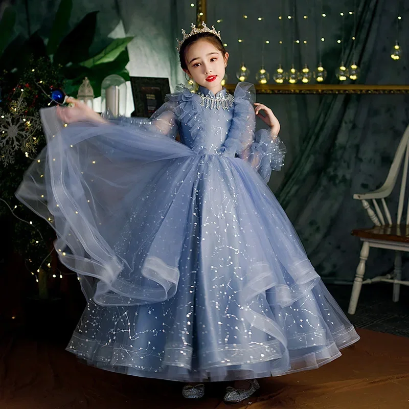 Girls' Dress 2024 New Flower Girl Long sleeved Fairy Fluffy Yarn Performance Walk Children's Dress
Girls' Dress 2024 New Flower Girl Long sleeved Fairy Fluffy Yarn Performance Walk Children's Dress