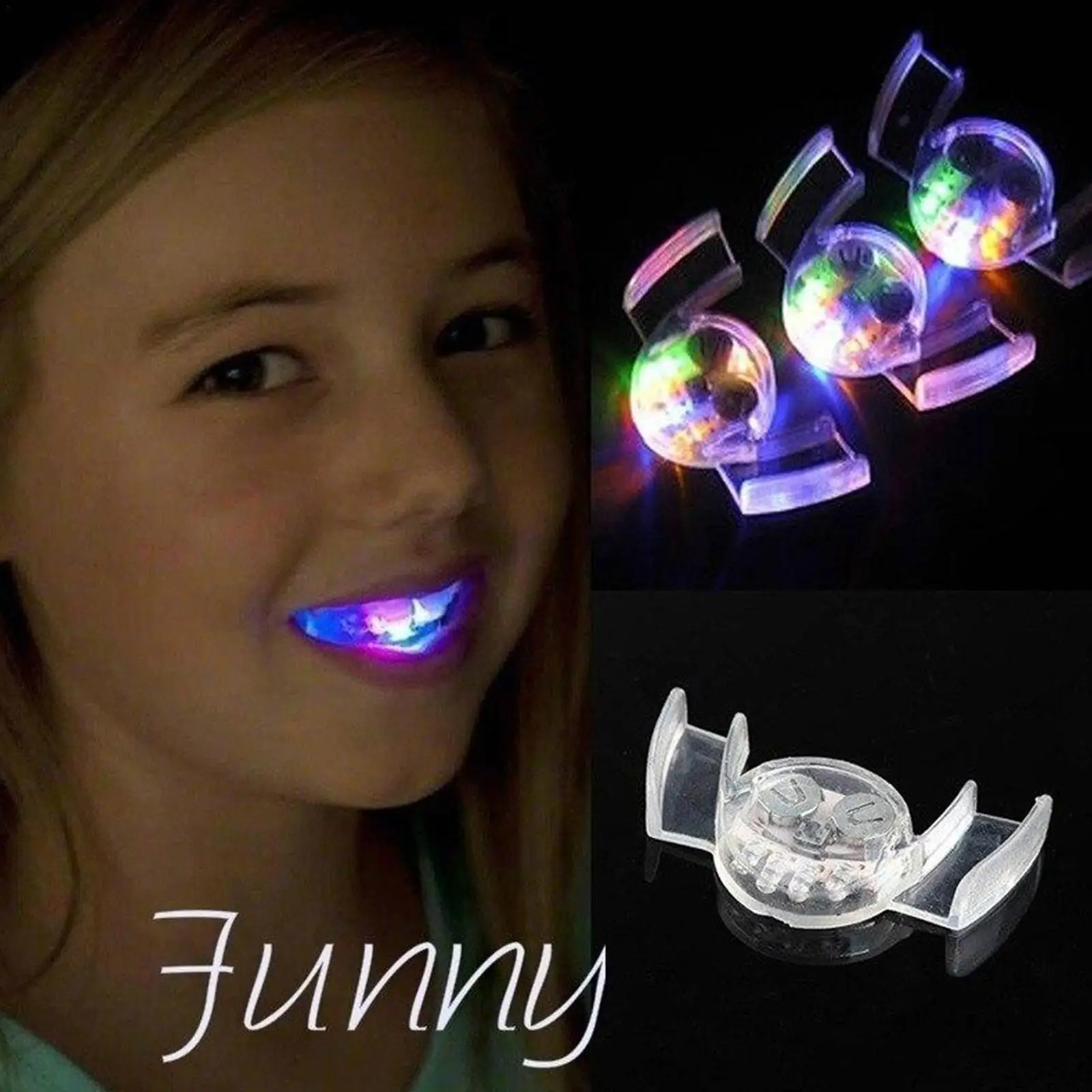 

Creative Flashing LED Light Up Mouth Braces Piece Glow Teeth Halloween Party Rave Glow Party Supplies Toy Decompression New