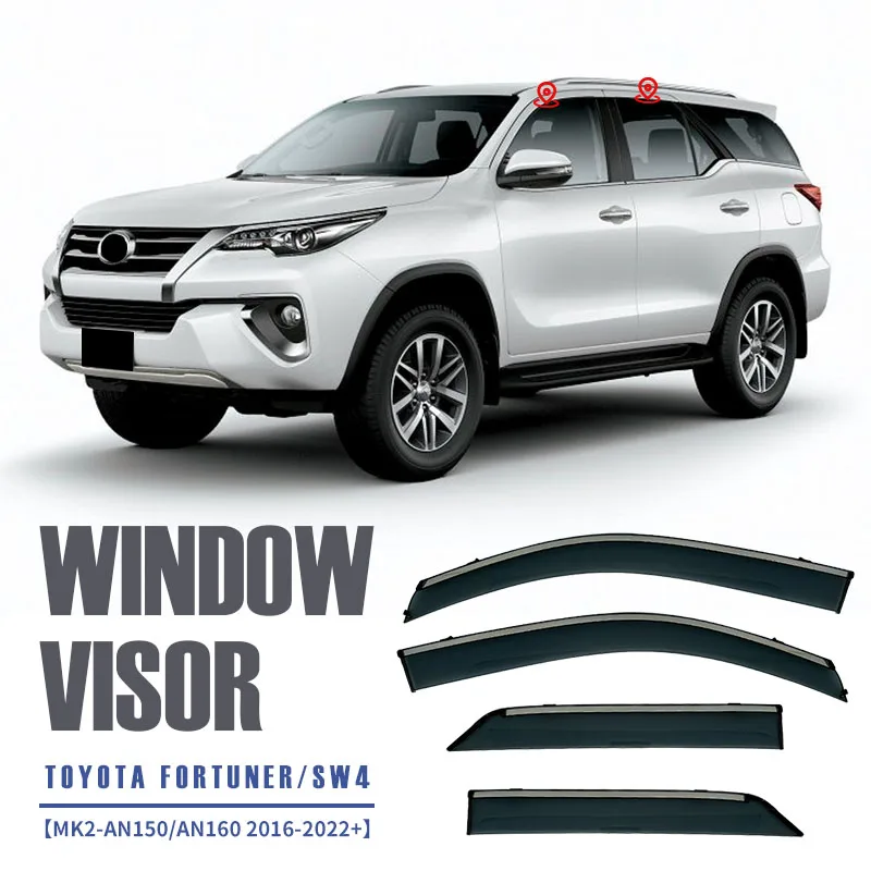 

For TOYOTA FORTUNER AN50/AN60 AN150/AN160 2004-2023 Plastic Window Visor Vent Shades Sun Rain Deflector Guard