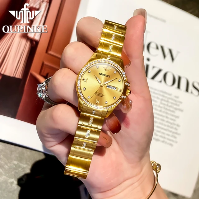 PINKE-Montre mécanique entièrement automatique pour femme, vissée, marque de luxe, coffret cadeau élégant, mouvement importé, calendrier touristique 1