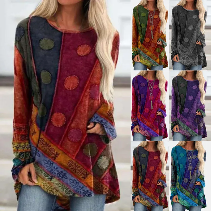 Women's New Autumn Winter National Style Vintage Relaxed Long Sleeve Fashion T-shirt Casual Commuter Versatile Lady Top Female
Women's New Autumn Winter National Style Vintage Relaxed Long Sleeve Fashion T-shirt Casual Commuter Versatile Lady Top Female