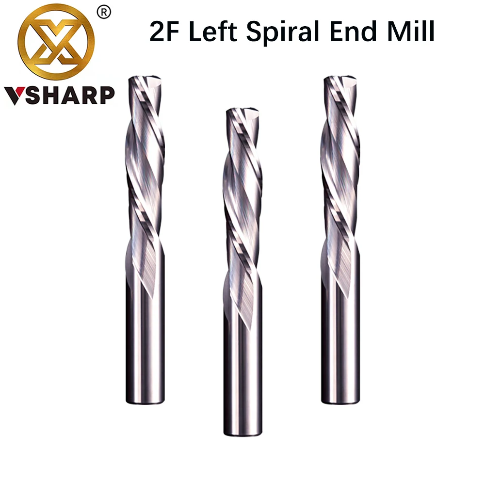 Vsharp 3.175 4 5 6mm Shank Down Cut Milling Cutter 2 Flute Left Spiral End Mill Tungsten Carbide Double Edge For Acrylic MDF PVC
Vsharp 3.175 4 5 6mm Shank Down Cut Milling Cutter 2 Flute Left Spiral End Mill Tungsten Carbide Double Edge For Acrylic MDF PVC