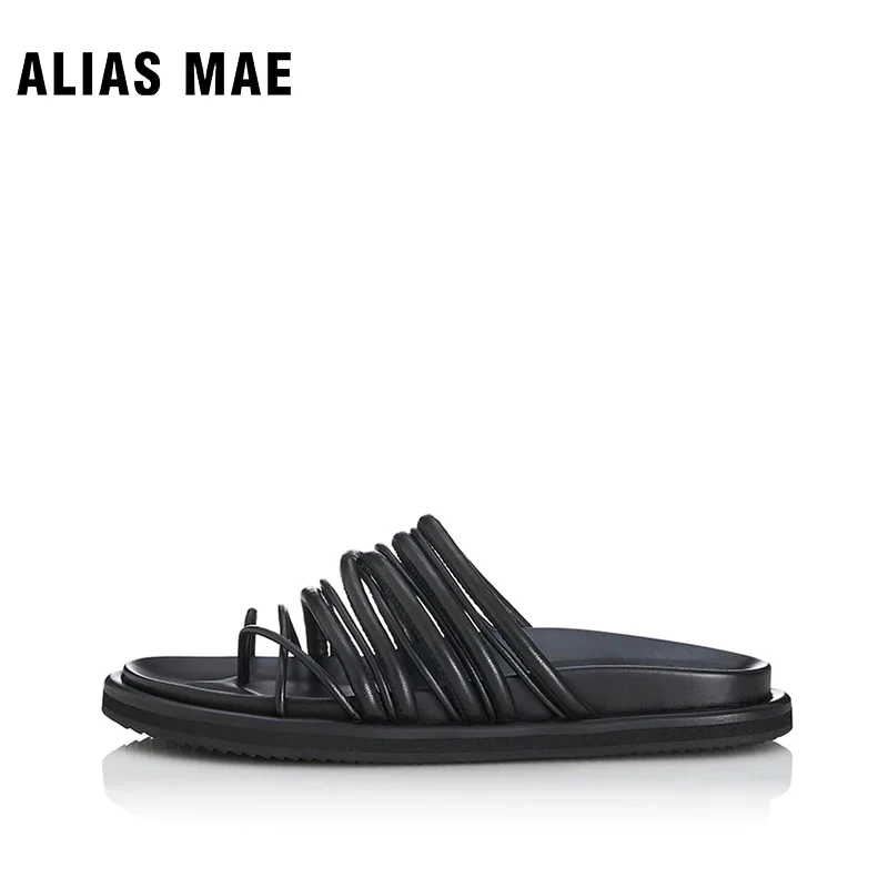 

ALIAS MAE Summer New Classic Solid Color High Quality Leather Handcrafted Fashion All Matching Outdoor Beach Sandals