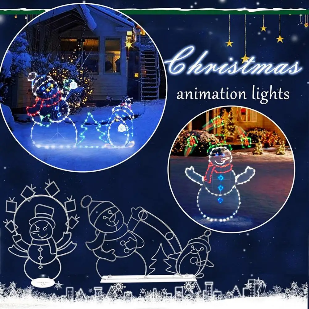 

Christmas Ornament Led Flashing Light Frame Snowball Fight Christmas Light String Ornament Fun Penguin Snowman Led for Indoor