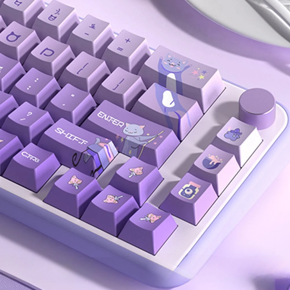 

Meow Fairy Castle Cherry Height Keycap Purple Cartoon Animation Personalized Customized Mechanical Keyboard DIY Opaque Keycap