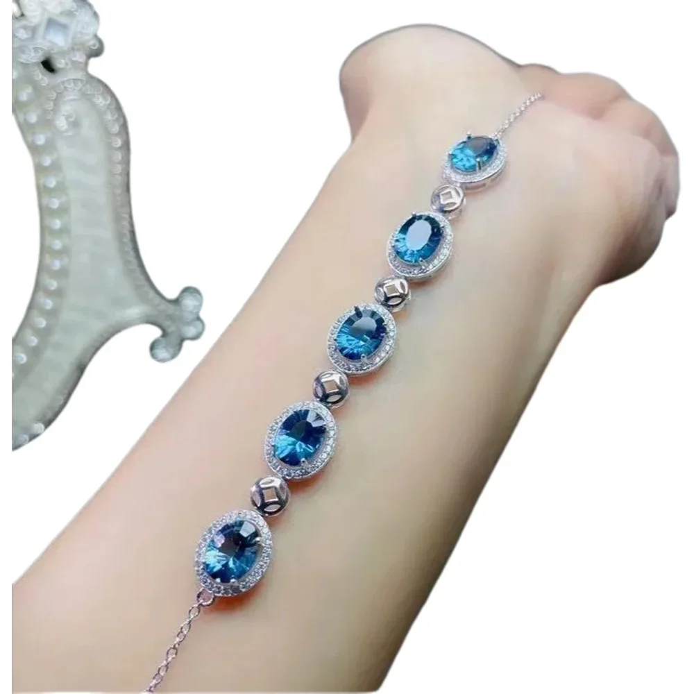 KJJEAXCMY-925 Sterling Silver Oval Gem Bracelet Women, Inlaid Natural London Blue Topaz, Exquisite Hand Jewelry, Exquisite,
KJJEAXCMY-925 Sterling Silver Oval Gem Bracelet Women, Inlaid Natural London Blue Topaz, Exquisite Hand Jewelry, Exquisite,