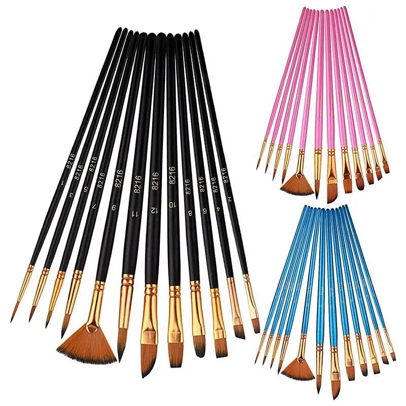 

Paint Brushes Set 12Pcs Round Pointed Tip Paintbrushes For Face Paint Artist Nylon Hair Artist Acrylic Paint Brushes Kids Adult