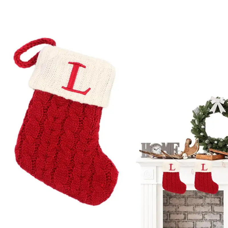 

Classic Stocking Decoration Santa Claus Stockings With Embroidered Letter Seasonal Décor Gift Bag For Bedside Christmas Tree