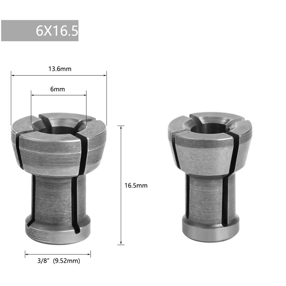 

2Pcs Collet Chuck Adapter With Nut Engraving Trimming Machine Chucks Trimmer Electric Router Bit Collets 6/6.35/8/9.5/10mm