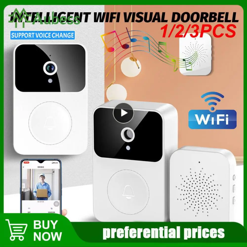 

1/2/3PCS Smart Wireless Remote Video Wifi Rechargeable Security Door Doorbell Two-way Audio Voice Visual Intelligent Doorbell