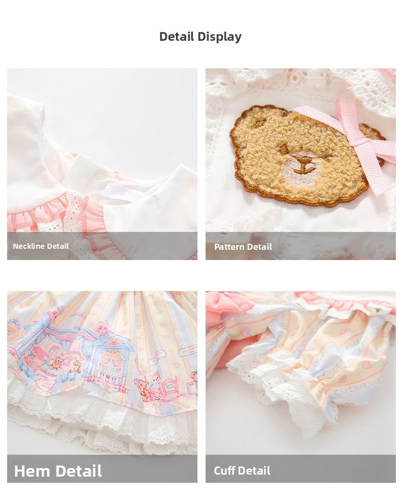 فستان لوليتا الأميرة بأكمام فقاعية حلوة للفتيات، فستان عيد ميلاد صيفي جديد للأطفال، فستان كوري بأكمام قصيرة فستان لوليتا الأميرة بأكمام فقاعية حلوة للفتيات، فستان عيد ميلاد صيفي جديد للأطفال، فستان كوري بأكمام قصيرة