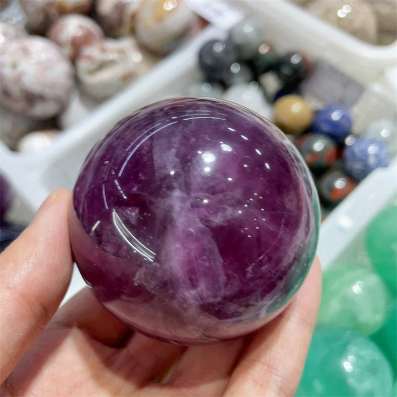 

Natural Rainbow Fluorite Sphere Quartz Crystal Ball Massaging Meditation Reiki Healing Stone Home Decoration Exquisite Gift 6cm