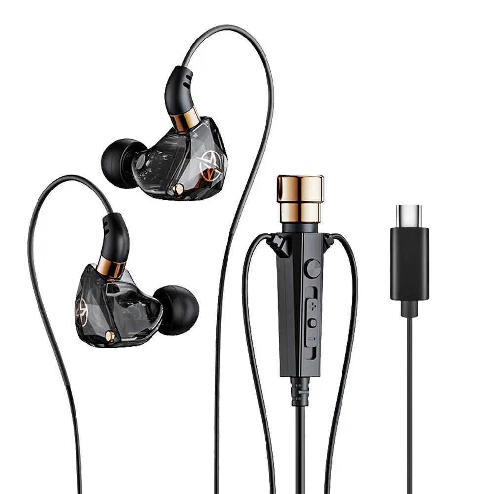 

Typ-c Wired Headset With Microphone Noise-canceling Earbud In-ear Headphones For Live Singing Recording