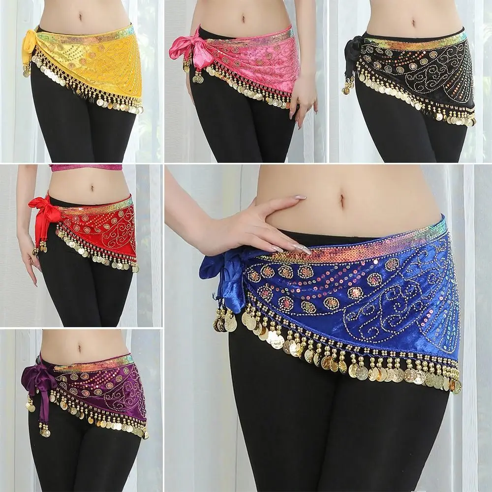 

Bead Belly Dance Hip Scarf Fashion Embroidery Sequins Dancer Skirt 6 Color Wear Practice Costume Decor For Thailand/India/Arab