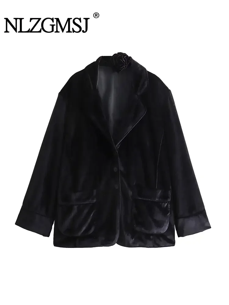Nlzgmsj TRAF Women Floral Choker Velvet Blazer 2024 Lapel Single Breasted Jackets Woman Autumn Winter Black Vintage Blazers
Nlzgmsj TRAF Women Floral Choker Velvet Blazer 2024 Lapel Single Breasted Jackets Woman Autumn Winter Black Vintage Blazers