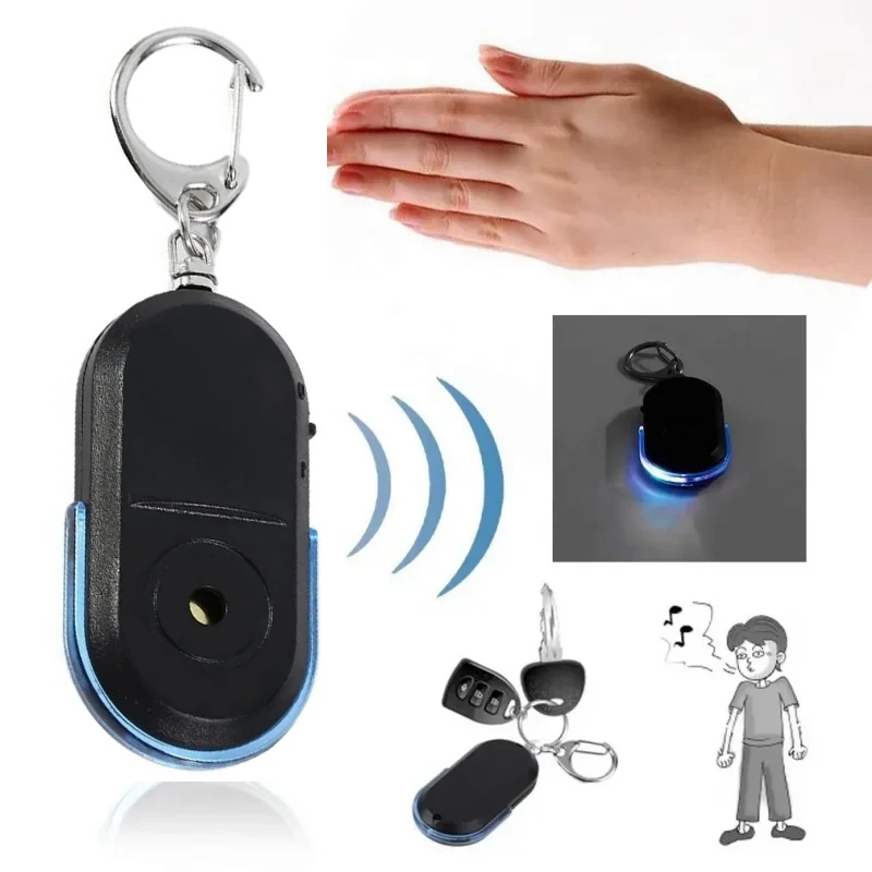 

Умный локатор поиска ключей Anti-Lost Key Finder Брелок Свисток Звуковой сигнал Управление Светодиодный фонарик Портативный автомобильный ключ Мини-искатель