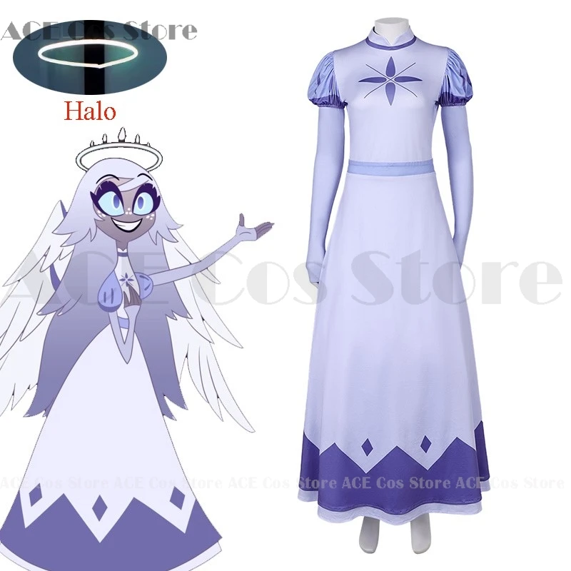 

Hazbin Emily Cosplay Costume Seraphim Angel Cosplay Halo Hotel Women Fancy Dress Outfit Halloween Uniform Hasbin Hazubin Suit