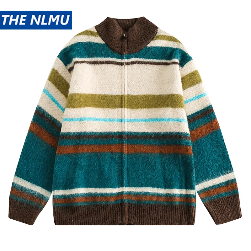 Striped Knit Cardigan Sweater for Men 2023 New Harajuku Knitted Sweater Hip Hop Streetwear Knitwear Unisex Clothing
Striped Knit Cardigan Sweater for Men 2023 New Harajuku Knitted Sweater Hip Hop Streetwear Knitwear Unisex Clothing