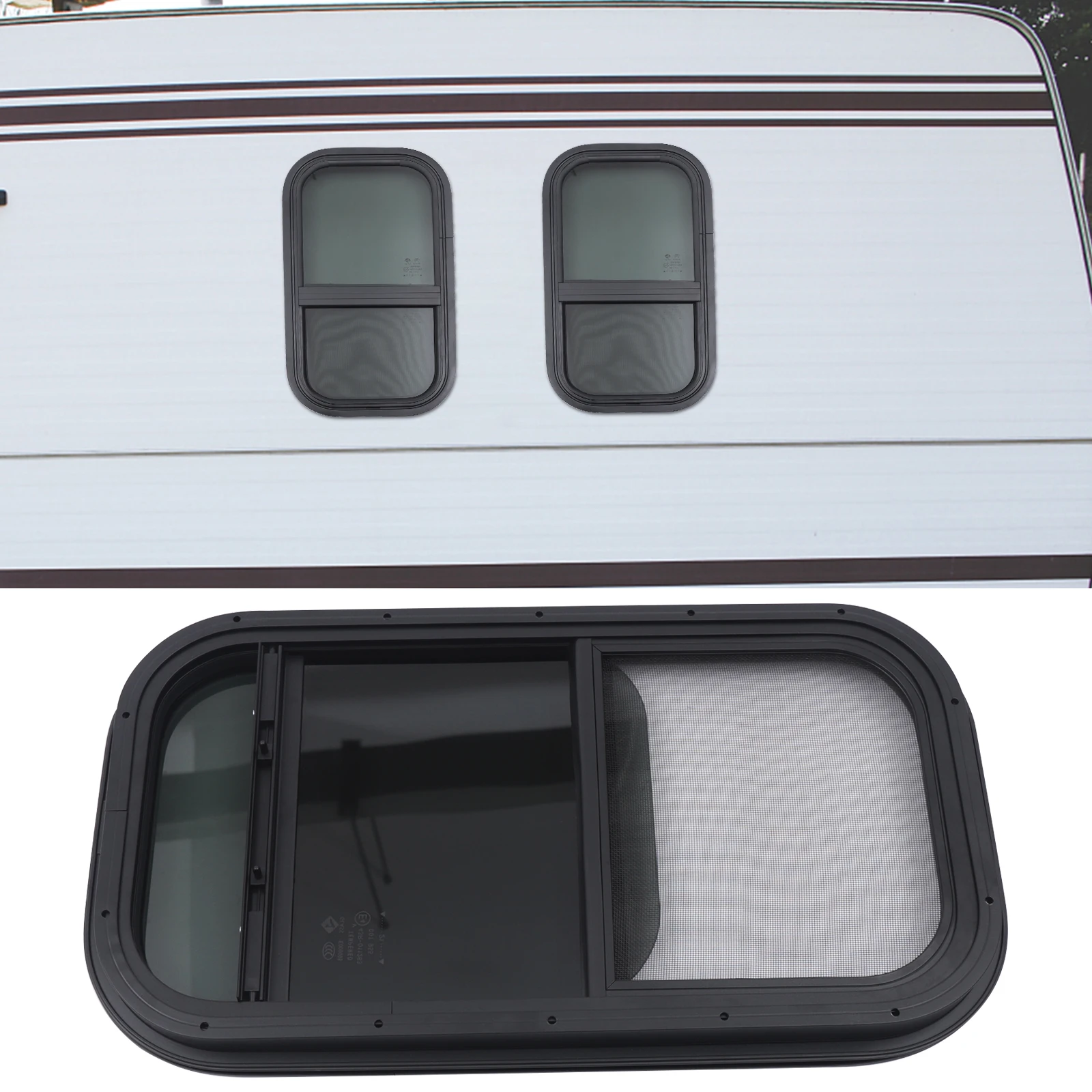 

12" Width x 22" Height RV Window Teardrop Vertical Sliding Replacement Glass Window+ Mounting Trim Ring For RV Camper Cargo