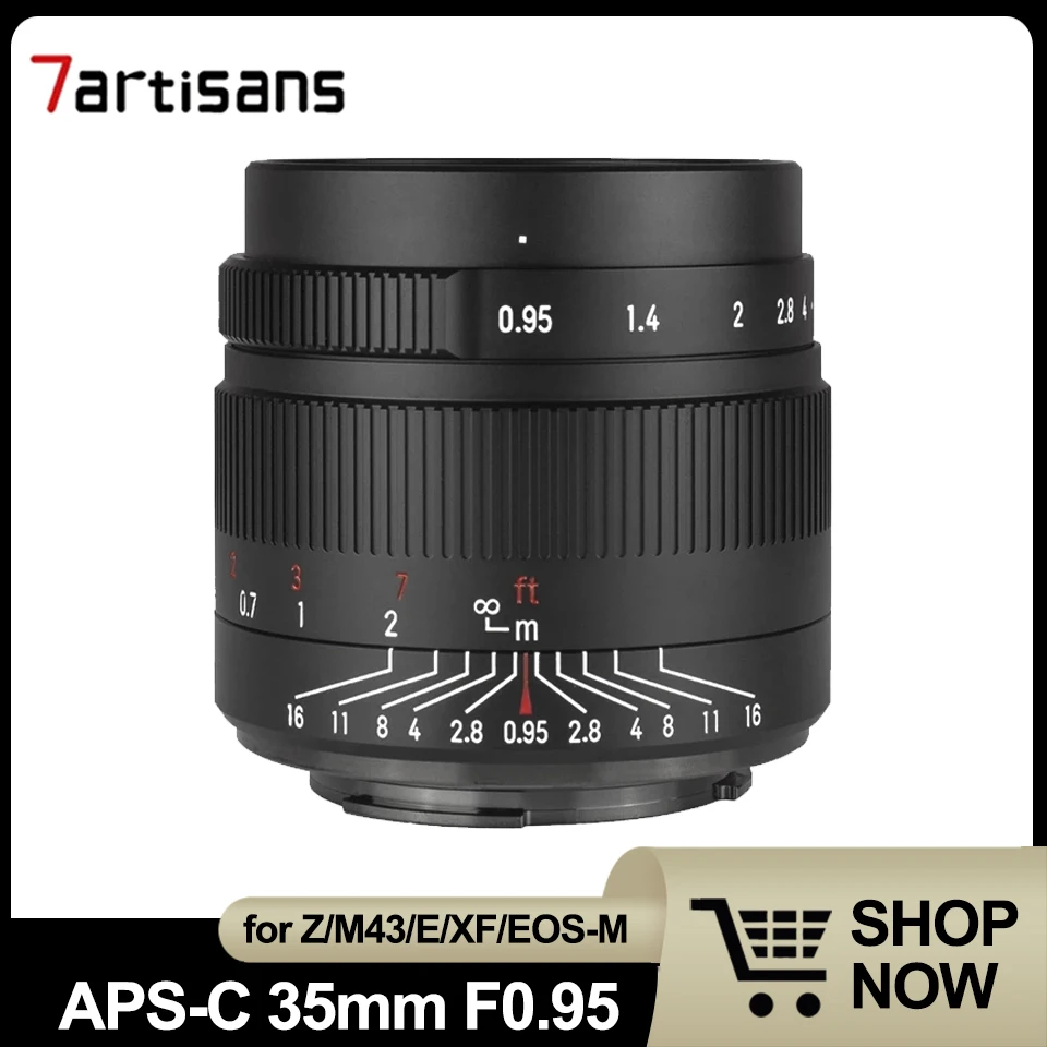 

7artisans 35mm F0.95 Large Aperture APS-C MF Portrait Lens for Sony E/Fuji FX/Canon EOS-M/M43/Nikon Z-Mount Camera