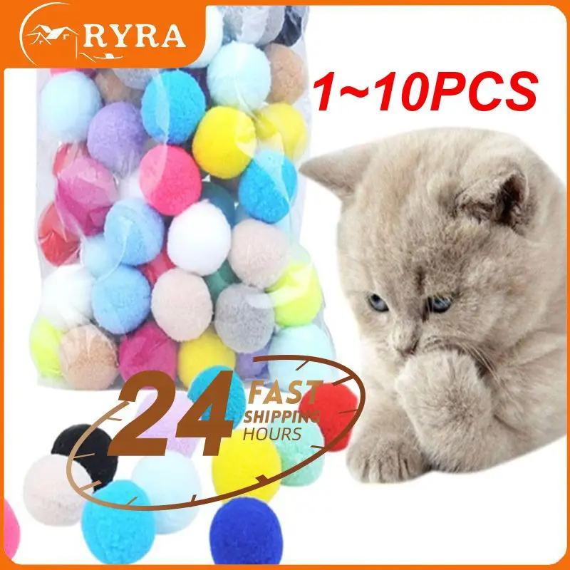 

1~10PCS Candy Color Cat Dog Toy Plush Balls Kitten Toys Interactive Play Ball Kitten Soft Funny Assorted Pet Play Toys