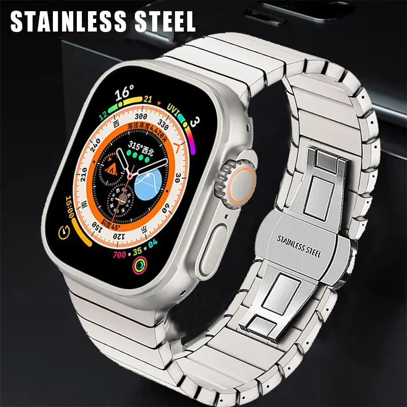 Stainless Steel Strap For Apple Watch Band 7 8 9 45mm 41mm Butterfly Metal Link Bracelet IWatch Ultra 2 49mm 6 SE 5 44mm 40mm 
Stainless Steel Strap For Apple Watch Band 7 8 9 45mm 41mm Butterfly Metal Link Bracelet IWatch Ultra 2 49mm 6 SE 5 44mm 40mm