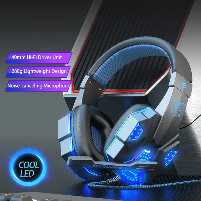 Gaming Headset 3.5mm USB Wired Over Ear Headphones Noise Reduction Earphone with Microphone LED Light for PS4 Computer Xbox PC
Gaming Headset 3.5mm USB Wired Over Ear Headphones Noise Reduction Earphone with Microphone LED Light for PS4 Computer Xbox PC