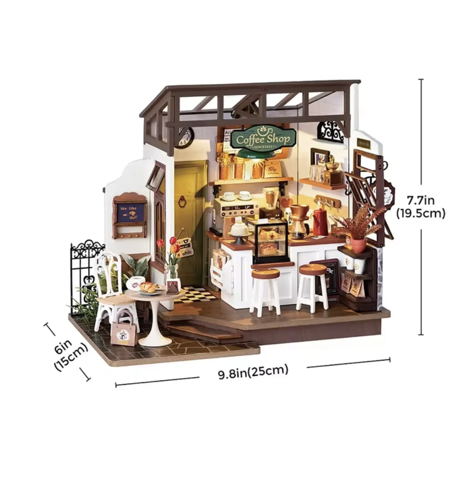 

DG162 Robotime Rolife DIY Puzzle Kit Slow Life Cafe House 3D Wooden Handmade Miniature Dollhouse