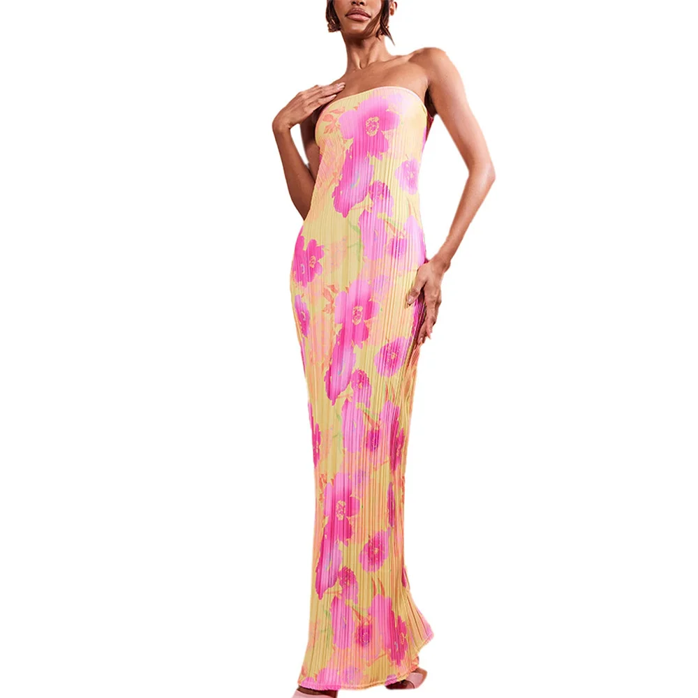 Women's Sexy Bodyocn Floral Evening Dress Sleeveless Off Shoulder Strapless Dress Summer Slim Fit Long Dress
Women's Sexy Bodyocn Floral Evening Dress Sleeveless Off Shoulder Strapless Dress Summer Slim Fit Long Dress