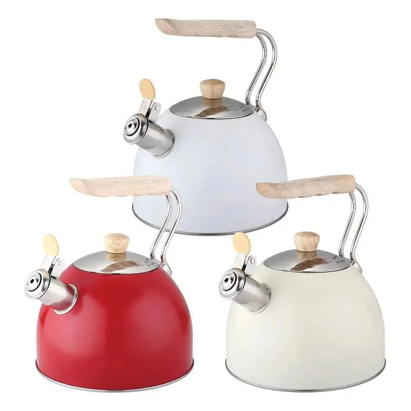 

2.5L Stainless Steel Whistling Tea Pots Heat-Resistant Handle Hot Water Boiler Stove Top Teakettle Teapot Stovetop Tea Kettle