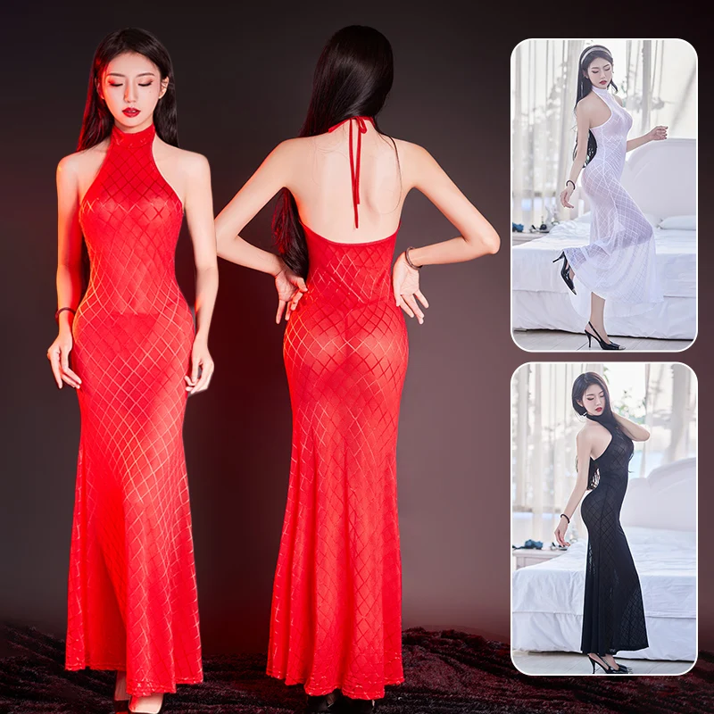 Women Sexy Solid Color Sleeveless See Through Long Sheer Nightwear Bodycon Dress with G-String Perspective Mesh
Women Sexy Solid Color Sleeveless See Through Long Sheer Nightwear Bodycon Dress with G-String Perspective Mesh