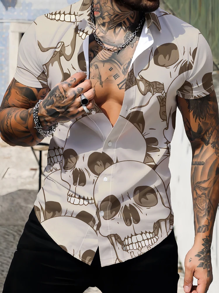 Summer Hawaiian men's street casual short-sleeved shirt simple skull 3D digital printing men's large size fashion shirt
Summer Hawaiian men's street casual short-sleeved shirt simple skull 3D digital printing men's large size fashion shirt