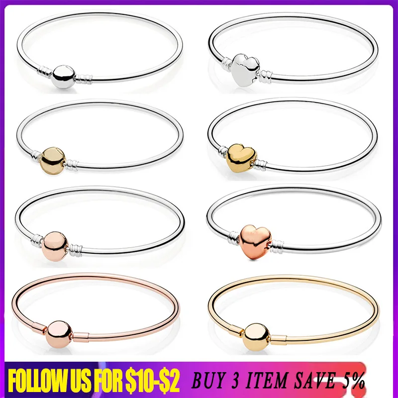 925 Sterling Silver Bracelets Rose Gold Heart Moments Brand Beads Pavé Snake Chain Bangles For Women Diy Pendant Jewelry
925 Sterling Silver Bracelets Rose Gold Heart Moments Brand Beads Pavé Snake Chain Bangles For Women Diy Pendant Jewelry
