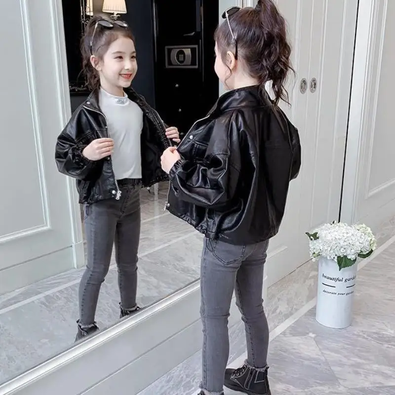 Spring Autumn Children Girls leather jacketJacket 2022 New Fashion Handsome Baby Zipper Coat Kids Outerwear Leather Jacket1-10Y
Spring Autumn Children Girls leather jacketJacket 2022 New Fashion Handsome Baby Zipper Coat Kids Outerwear Leather Jacket1-10Y