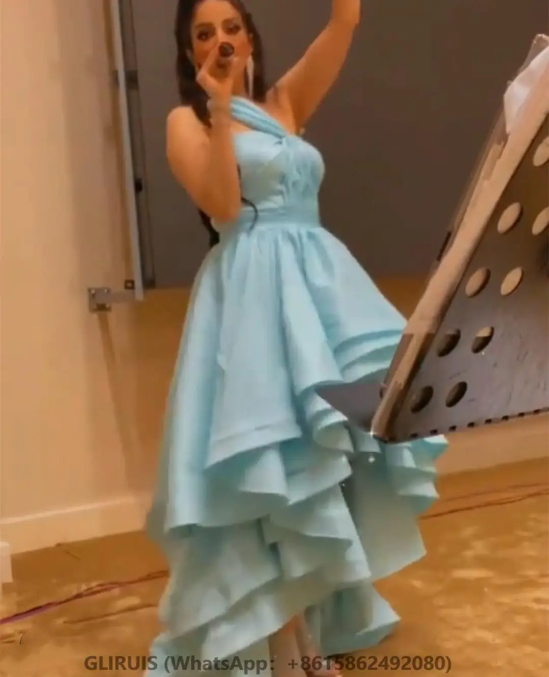 Taffeta High Low Blue Evening Dresses Muslim فساتين السهرة Halter Pleated Aysmmetrical Prom Dress for Women
Taffeta High Low Blue Evening Dresses Muslim فساتين السهرة Halter Pleated Aysmmetrical Prom Dress for Women
